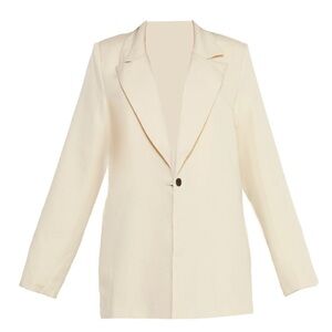 Stone Oversized Drapey Button Detail Blazer